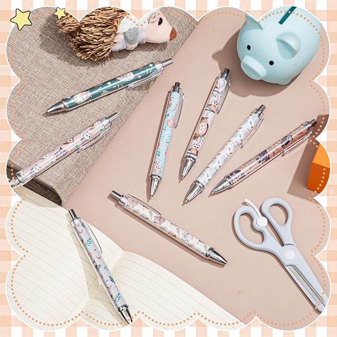 Ireer 8 Pcs Ballpoint Pens for Women 1.00 mm Cute Black Ink Fancy Pens Fine - Image 3