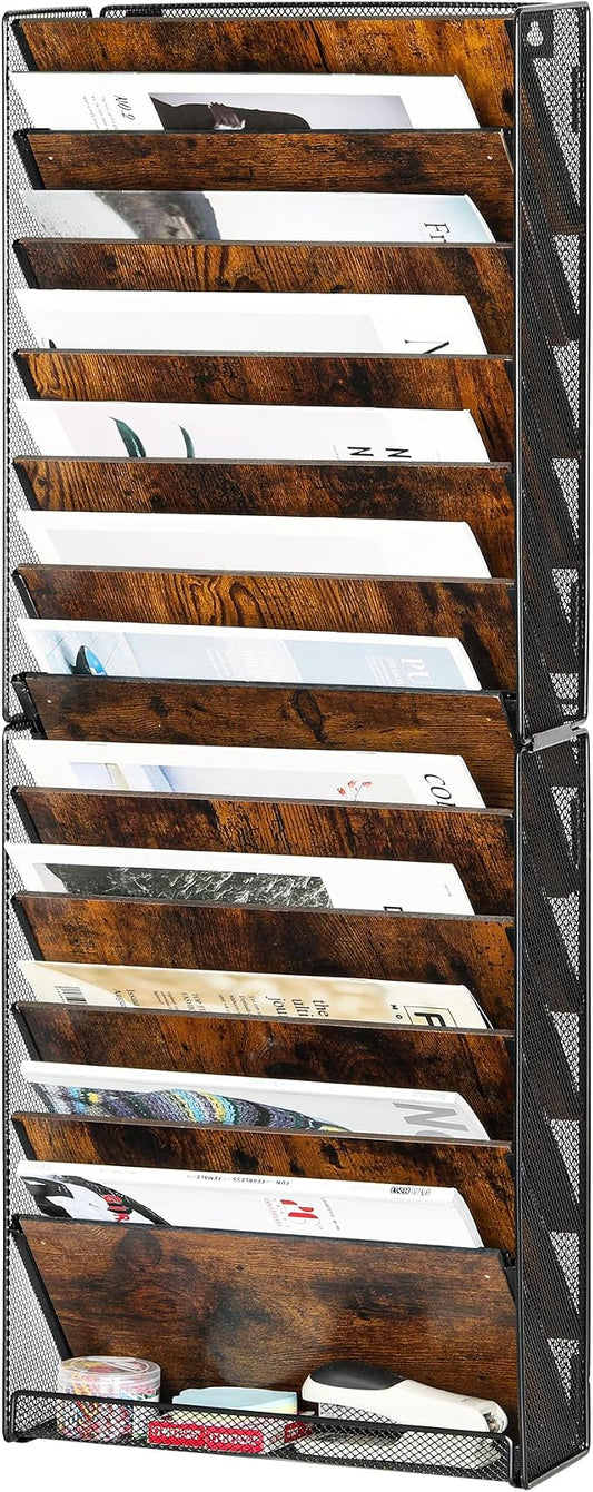 Solinxe 12-Tier Wall File Organizer, Wood Mail Organizer Wall Mounted Paper by Solinxe
