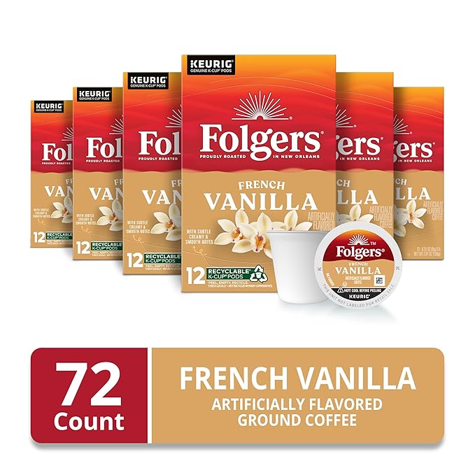Folgers French Vanilla Flavored Coffee, 72 Keurig K-Cup Pods (Packaging May Vary)-DeskLoop Office
