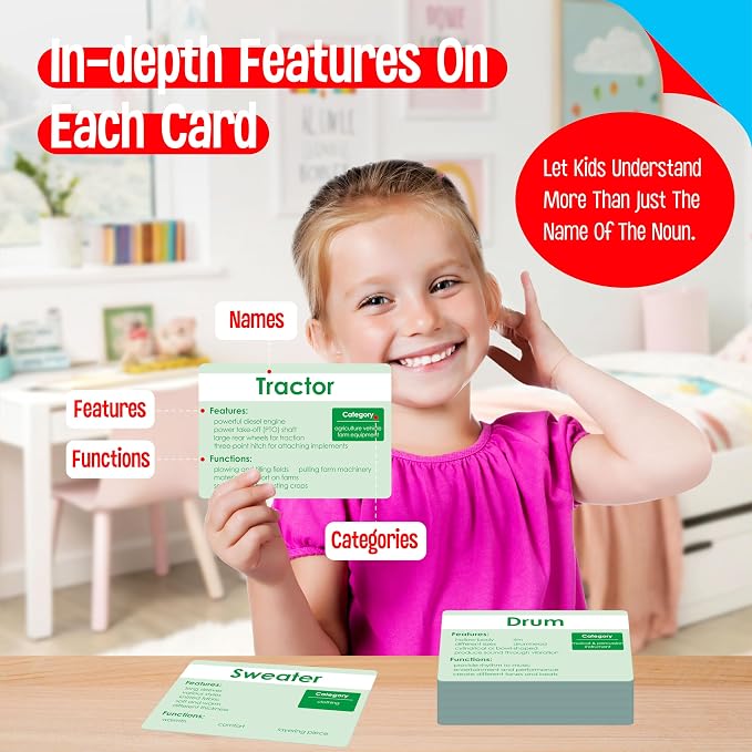 140 Noun Picture-Word Cards, Picture Flashcards Language Builder Visual Aid - Image 5