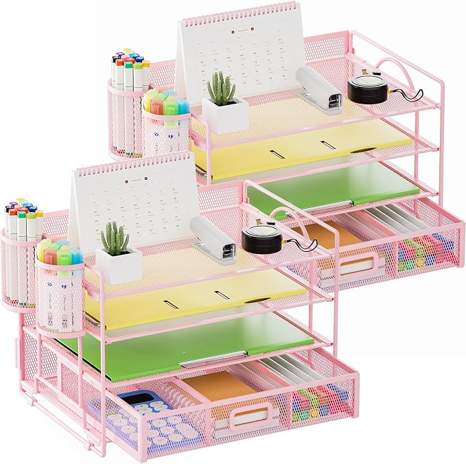 Marbrasse Desk Organizer and Accessories, 4-Tier Paper File Letter Tray by Marbrasse
