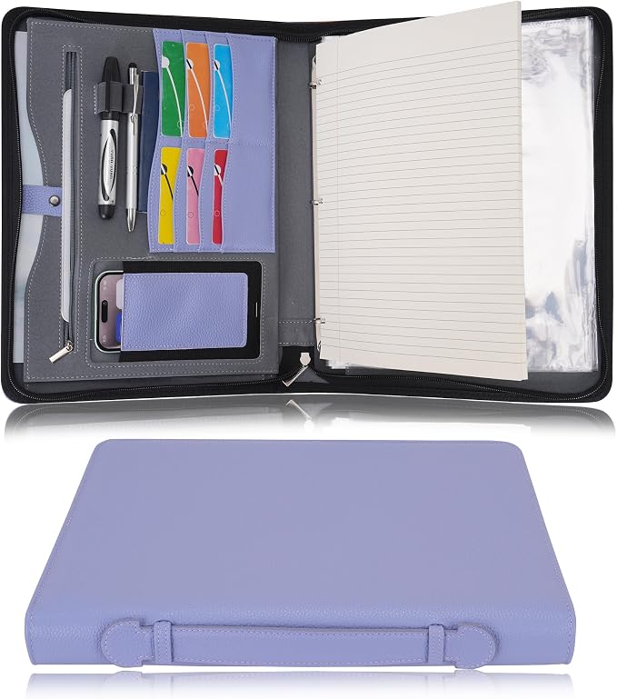 Wonderpool Travel Zippered Portfolio 3 Ring Binder A4 Padfolio Document Case by Wonderpool