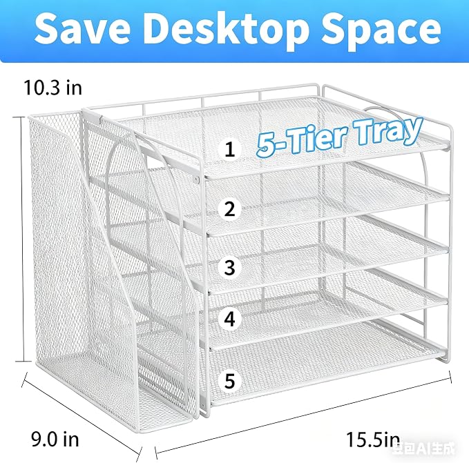 OPNICE Desk Organizer, 5-Tier Paper Organizer Letter Tray - Image 2