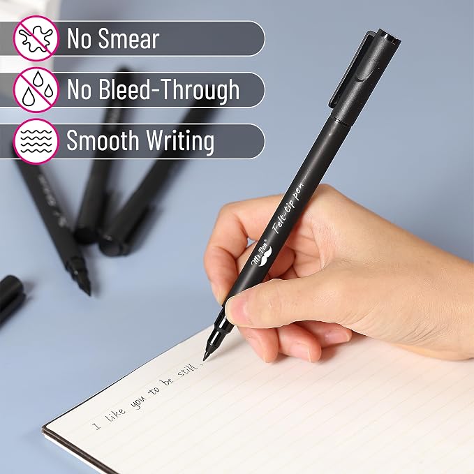 Mr. Pen- Black Felt Tip Pens, Fine Point, 6 Pack, Fast Drying, No Smear | Bible - Image 3