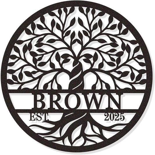 Personalized Tree of Life Metal Wall Sign, Custom Tree of Life Wall Art by HYTSIGN
