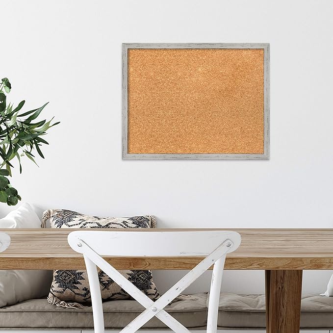 Amanti Art Natural Cork Board for Wall, 15x19 Vision Board with White Frame, Small Corkboard Office Decor for Home Organization, Cottage Corkboard Pinboard to Display Items for Home Organization in-DeskLoop Office