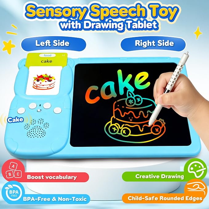 Talking Flash Cards for Toddlers Language Learning Sensory Educational Toys for - Image 4