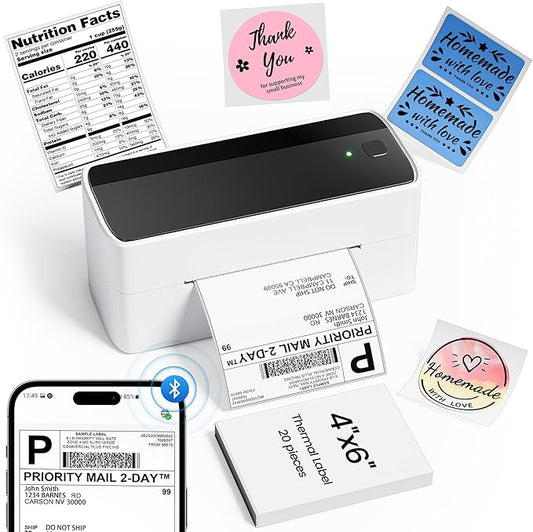 Phomemo Bluetooth Thermal Printer for Shipping Packages - Wireless Label Printers for Small Business with Phone&Pad&PC, 241BT Shipping Label Printer Compatible with Amazon, Ebay, Shopify, USPS, Temu-DeskLoop Office