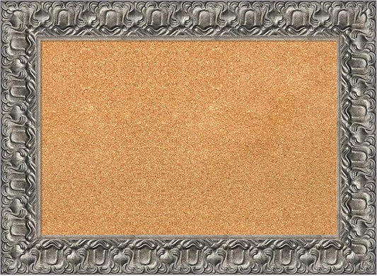 Amanti Art Natural Cork Board for Wall, 22x30 Vision Board with Silver Wood Frame, Medium Corkboard Office Decor for Home Organization, Traditional Corkboard Pinboard to Display Items for Home-DeskLoop Office