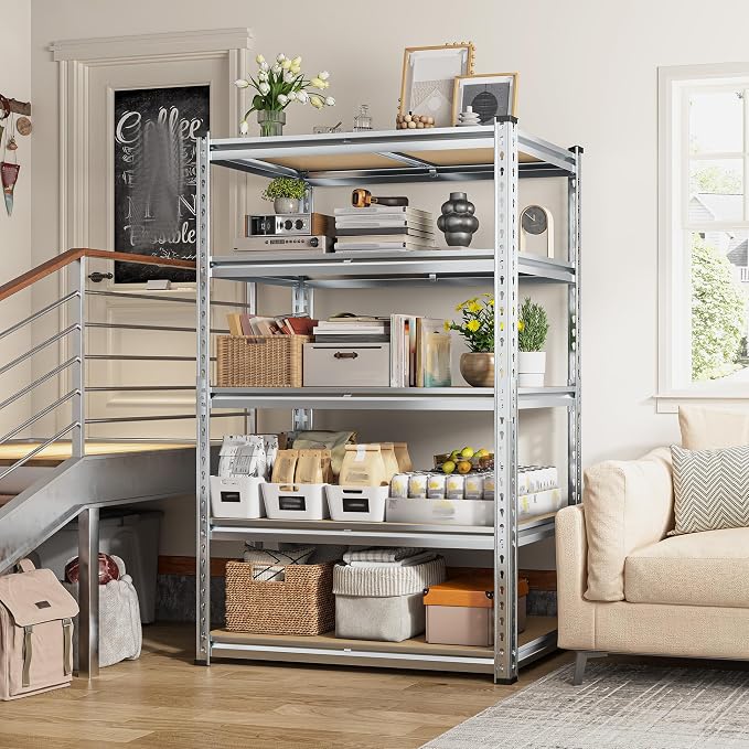 REIBII Garage Shelving, 5 Tier Storage Shelves Load 2400LBS, Adjustable Garage by REIBII