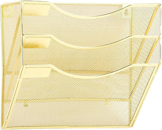 EASEPRES 3 Pocket Mesh Hanging Wall File Organizer, Wall Mounted Mail Paper by EASEPRES