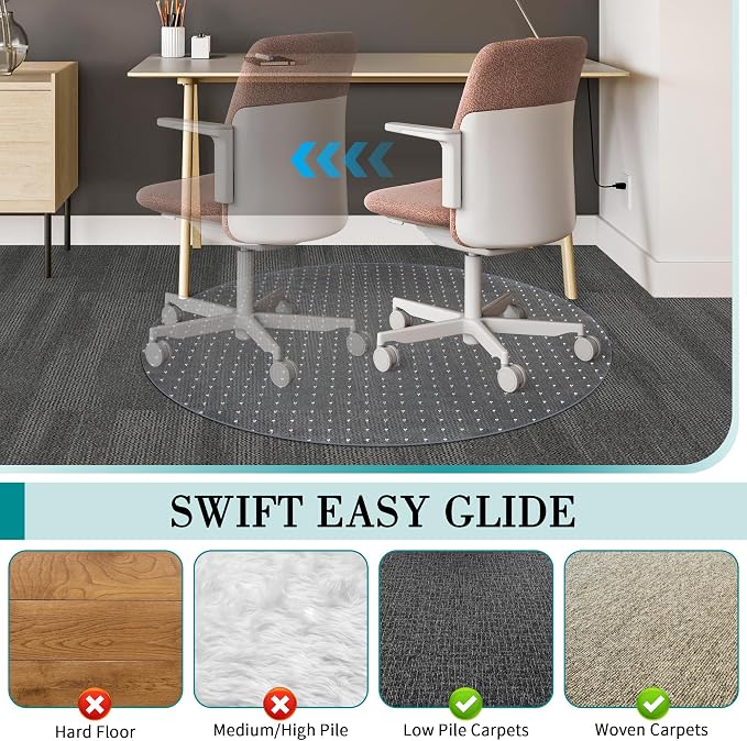 BesWin Office Chair Mat for Carpet, Thick and Sturdy Carpet Protector for Work - Image 5