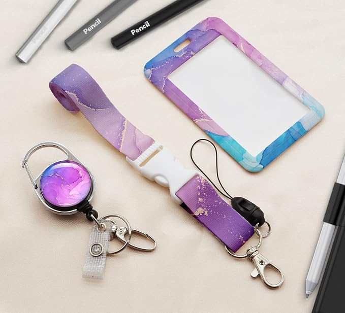 ID Badge Holder with Lanyard, Retractable ID Badge Card Holders Detachable Neck - Image 2