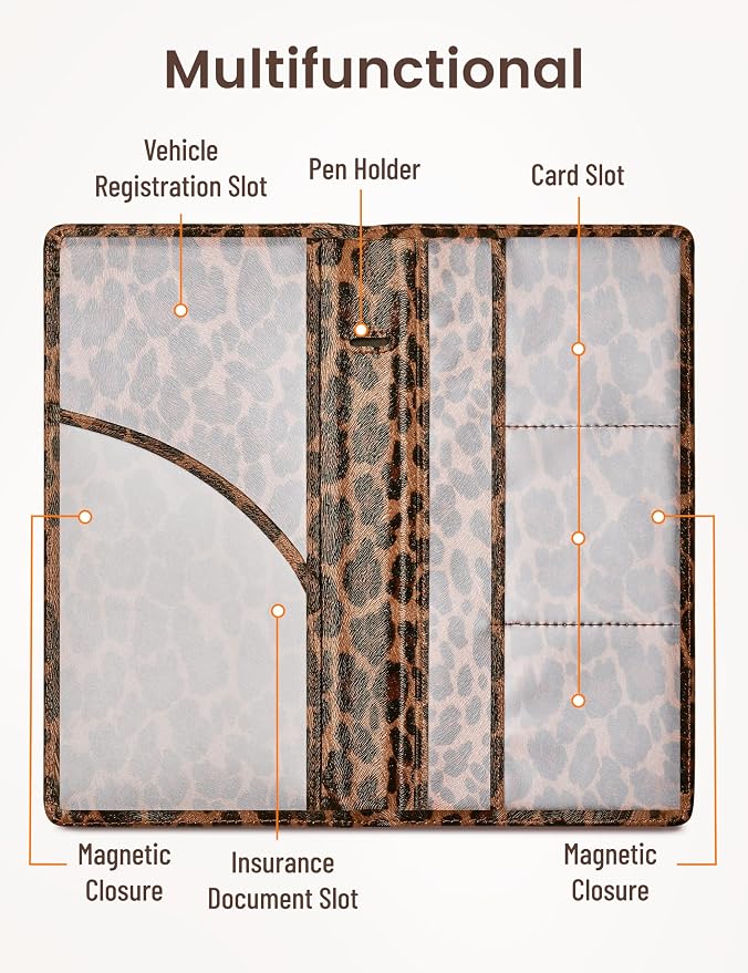 Yarnic Leopard Car Registration and Insurance Holder, Car Document Holder - Image 3