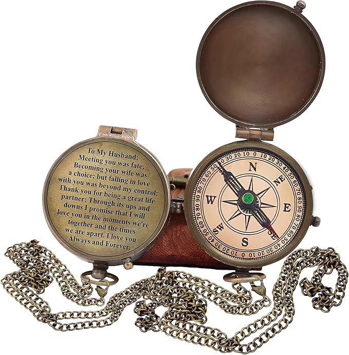Engraved Compass, Gift for Husband, Anniversary, Wedding Gift for Him, Long - Image 8