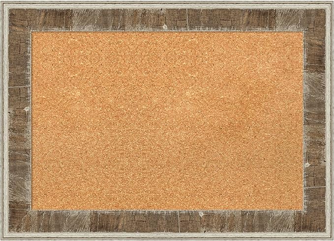 Amanti Art Natural Cork Board for Wall, 21x29 Vision Board with Brown Wood Frame, Medium Corkboard Office Decor for Home Organization, Country Rustic Corkboard Pinboard to Display Items for Home-DeskLoop Office