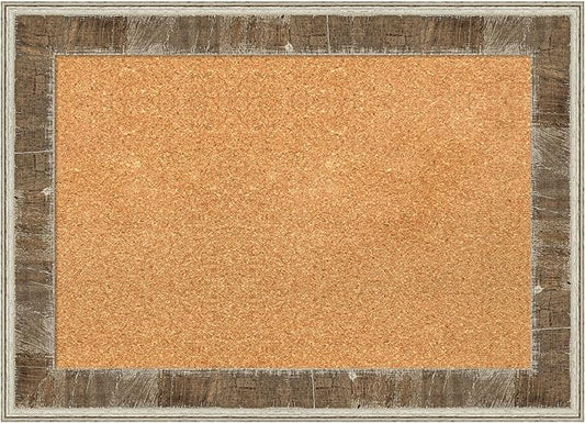 Amanti Art Natural Cork Board for Wall, 21x29 Vision Board with Brown Wood Frame, Medium Corkboard Office Decor for Home Organization, Country Rustic Corkboard Pinboard to Display Items for Home-DeskLoop Office