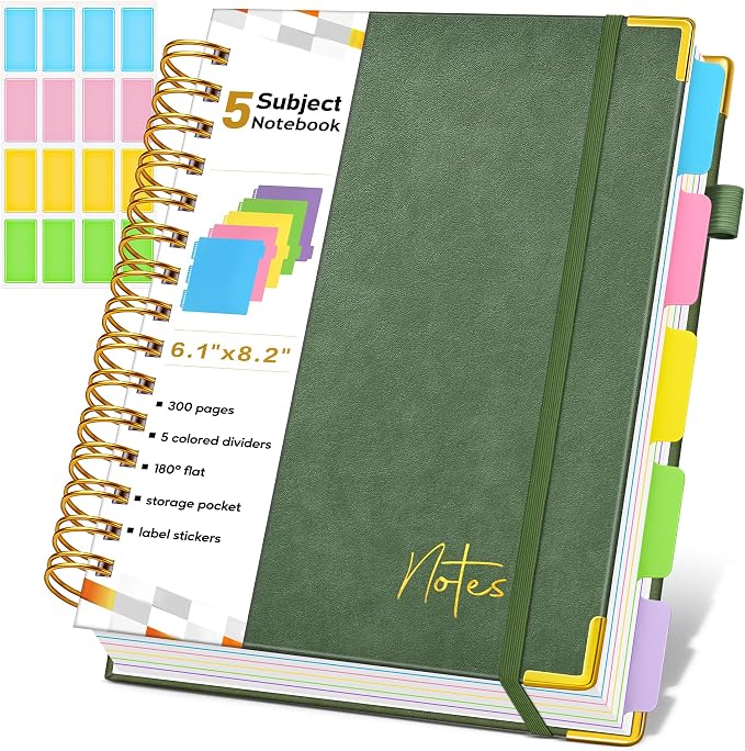 Spiral Notebook Journal with Removable Dividers Tabs, 300 Pages Hardcover by Unknown