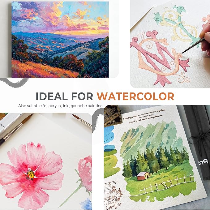 Nicpro 24pcs Watercolor Brushes Professional, Soft Synthetic Squirrel Hair Watercolor Brush Set with Cloth Roll, Round, Liner, Flat, Filbert, Dagger, Cat Tongue for Water Color Gouache Inks Painting-DeskLoop Office