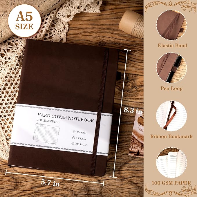 CAGIE Lined Journal Notebook for Men Women 320 Pages Leather Journals for - Image 4