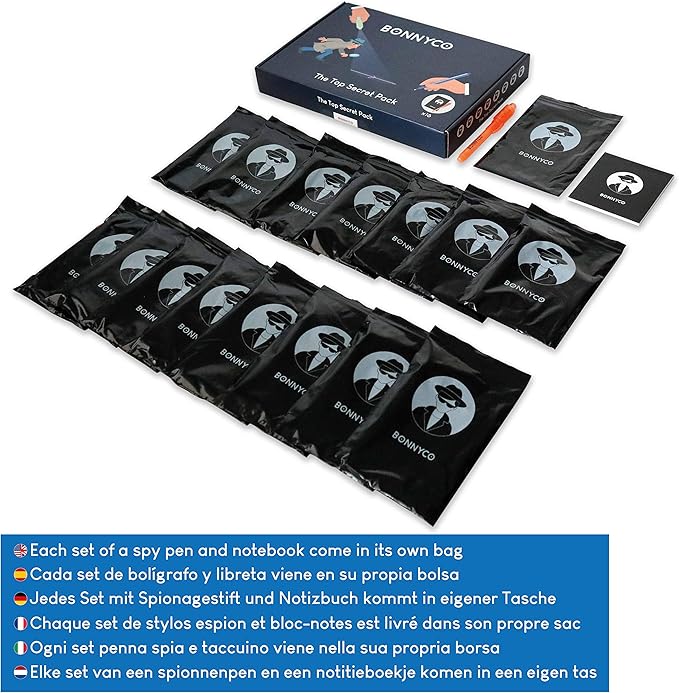 BONNYCO Invisible Ink Pen and Notebook, Pack of 16 Party Favors for Kids Birthday | Spy Pen Party Supplies, Pinata Stuffers, Prizes for Kids | Magic Pen Birthday Party Favors, Prizes for Students-DeskLoop Office