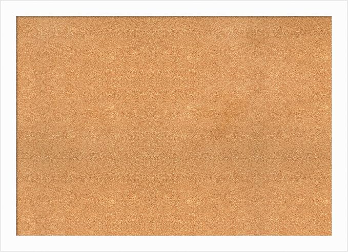 Amanti Art Natural Cork Board for Wall, 31x43 Vision Board with White Frame, X-Large Corkboard Office Decor for Home Organization, Casual Corkboard Pinboard to Display Items for Home Organization in-DeskLoop Office