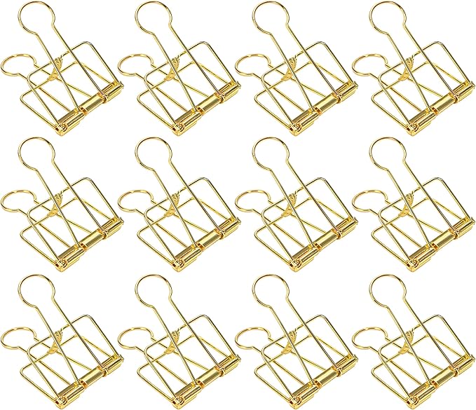 12 Pcs Gold Wire Binder Clips 2 inch Large Hollow Out Long Tail Binder Clips by Unknown