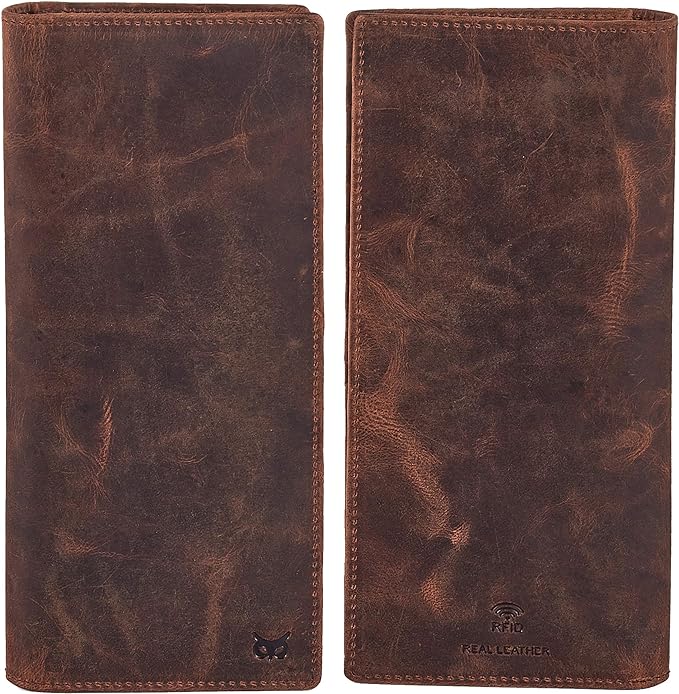 Long Wallet for Men Women Real Leather Bifold RFID Stylish Slim Handmade 2 ID - Image 5