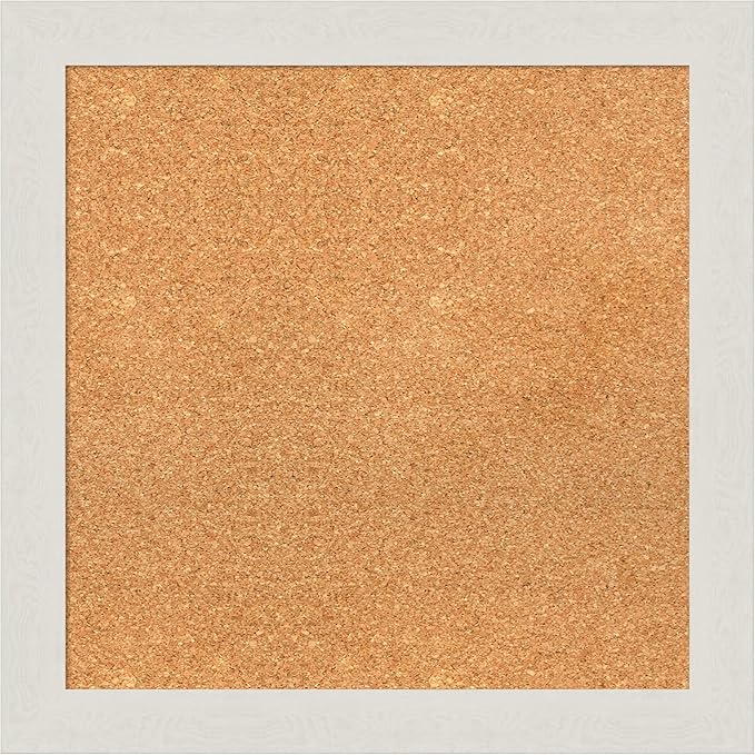 Amanti Art Natural Cork Board for Wall, 23x23 Vision Board with White Frame, Medium Corkboard Office Decor for Home Organization, Country Rustic Corkboard Pinboard to Display Items for Home-DeskLoop Office