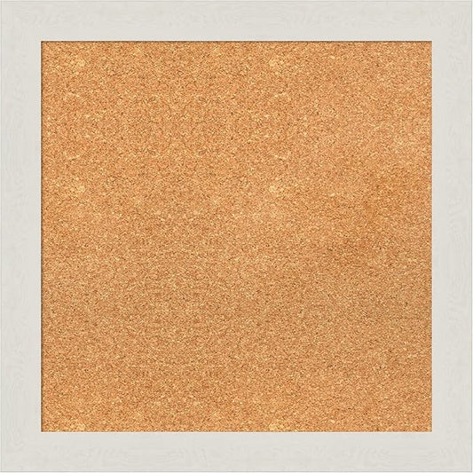Amanti Art Natural Cork Board for Wall, 23x23 Vision Board with White Frame, Medium Corkboard Office Decor for Home Organization, Country Rustic Corkboard Pinboard to Display Items for Home-DeskLoop Office