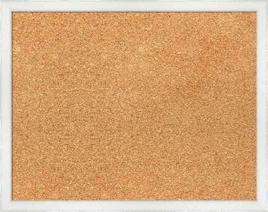 Amanti Art Natural Cork Board for Wall, 15x19 Vision Board with White Frame, Small Corkboard Office Decor for Home Organization, Country Rustic Corkboard Pinboard to Display Items for Home-DeskLoop Office