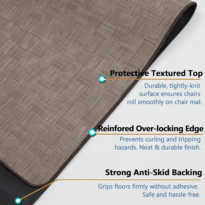 Chair Mat for Hardwood & Tile Floor, Anti Slip, Floor Protector for Home Office - Image 3