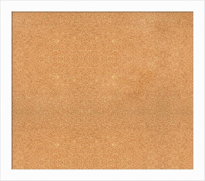 Amanti Art Natural Cork Board for Wall, 31x35 Vision Board with White Frame, Large Corkboard Office Decor for Home Organization, Casual Corkboard Pinboard to Display Items for Home Organization in-DeskLoop Office
