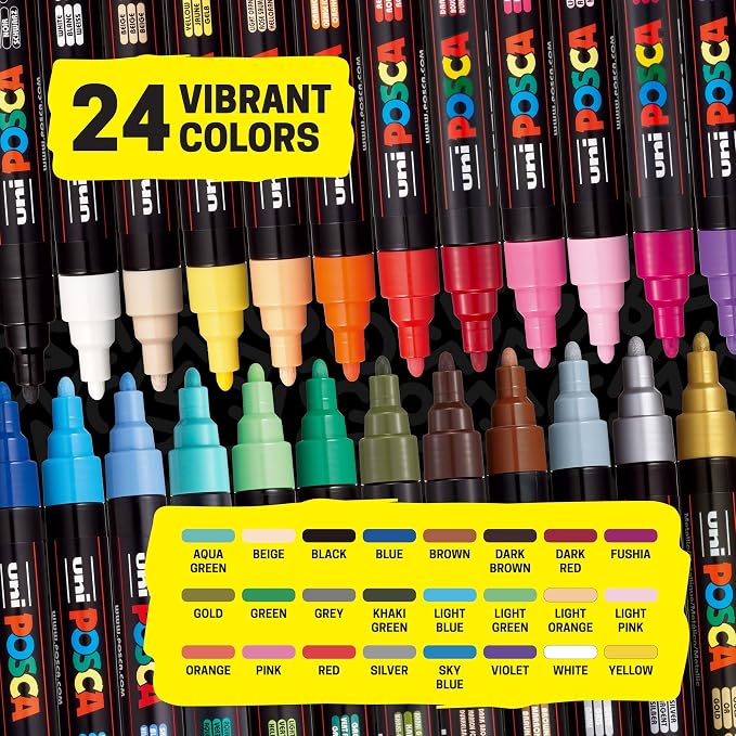 POSCA PC-5M Water-Based Paint Markers, Medium Point, 24 Pack - Image 4