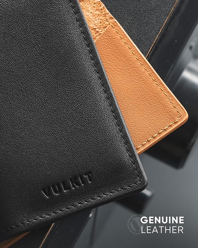 VULKIT Leather Business Card Holder 2 Sided Slim Business Name Card Organizer - Image 2