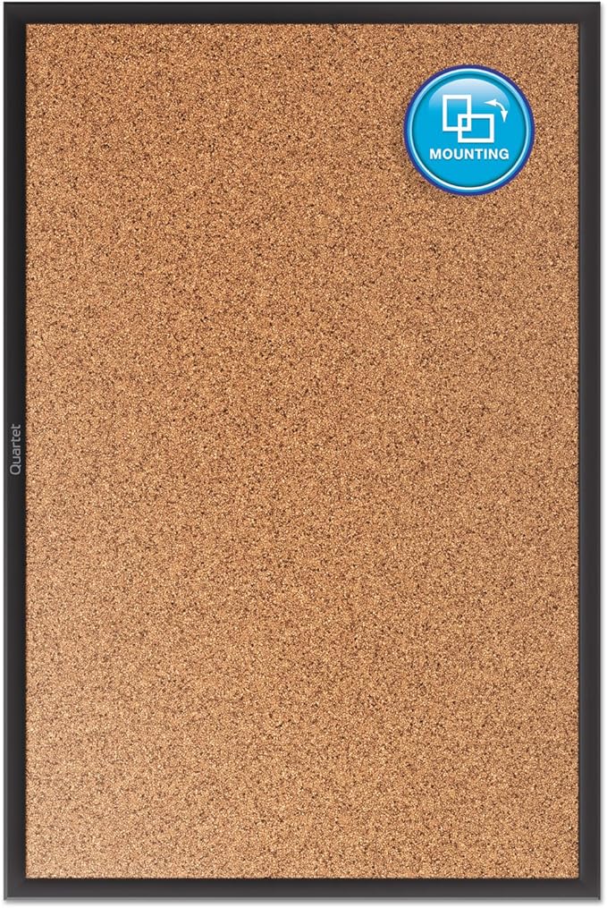 Quartet Cork Board, Bulletin Board, 8' x 4' Corkboard, Black Frame (2308B)-DeskLoop Office
