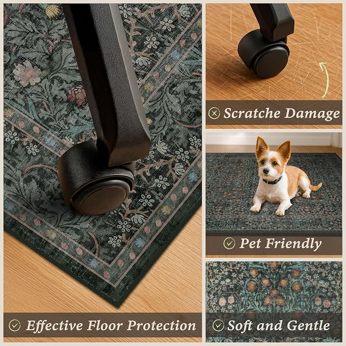 Dark Green 3x5 Office Chair Mat - Image 4