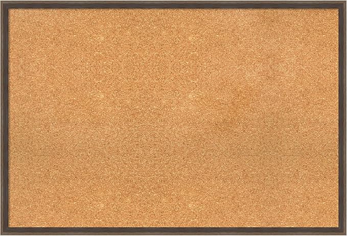 Amanti Art Natural Cork Board for Wall, 25x37 Vision Board with Brown Wood Frame, Large Corkboard Office Decor for Home Organization, Modern Contemporary Corkboard Pinboard to display items for home-DeskLoop Office
