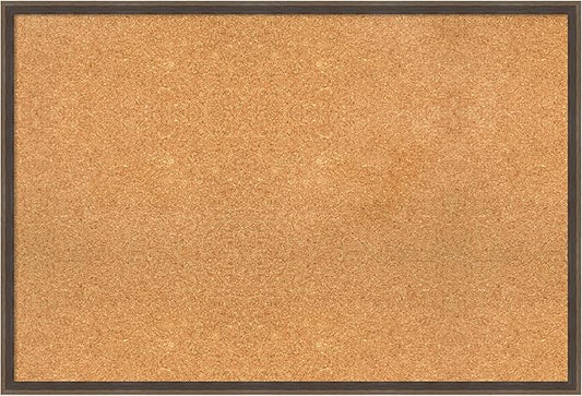 Amanti Art Natural Cork Board for Wall, 25x37 Vision Board with Brown Wood Frame, Large Corkboard Office Decor for Home Organization, Modern Contemporary Corkboard Pinboard to display items for home-DeskLoop Office