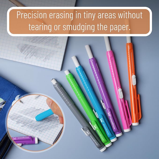 Mr. Pen- Retractable Mechanical Eraser Pens, 6 Pack, Vibrant Colors | - Image 5