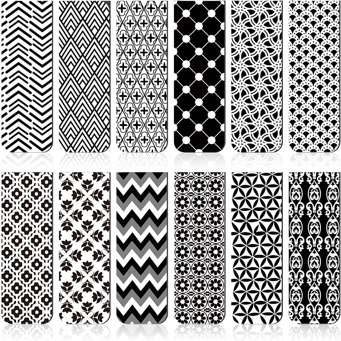 Zonon 24 Pcs Magnetic Bookmarks Bulk Clips Black White Classic Magnetic Page by Zonon