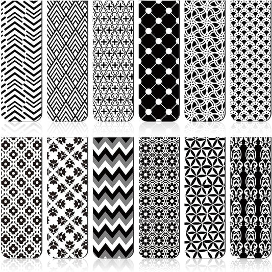 Zonon 24 Pcs Magnetic Bookmarks Bulk Clips Black White Classic Magnetic Page by Zonon