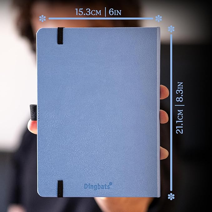 Dingbats* Earth Dotted Writing Journal Notebook A5 - Vegan Leather Hardcover - Ideal for Work, Travel - Pocket, Elastic Closure & Bookmark-DeskLoop Office