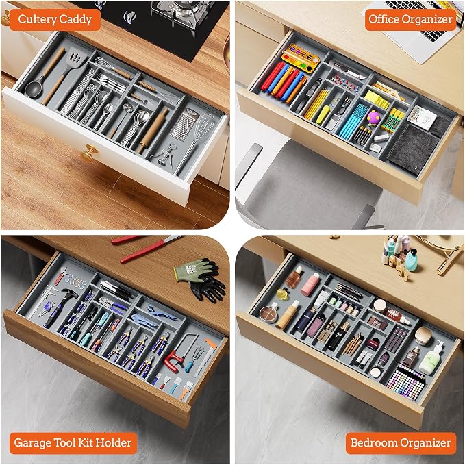 Silverware Organizer Large, Magnetic Connected Expandable 13 Slots Silverware - Image 8