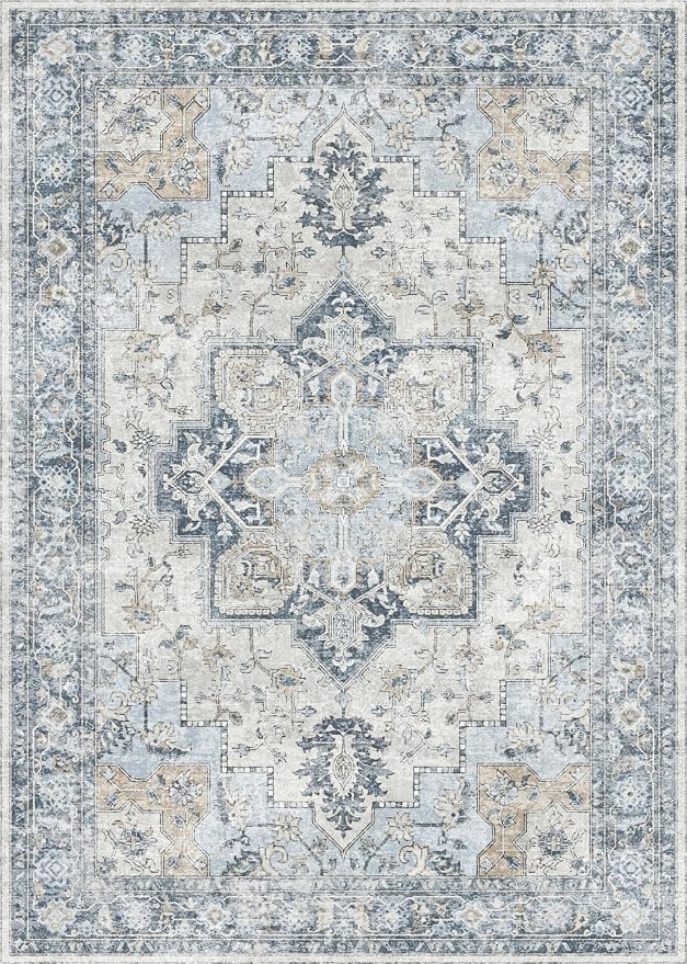 GENIMO 6x9 Area Rugs for Living Room, Non Slip Machine Washable Rugs, Low Pile - Image 8