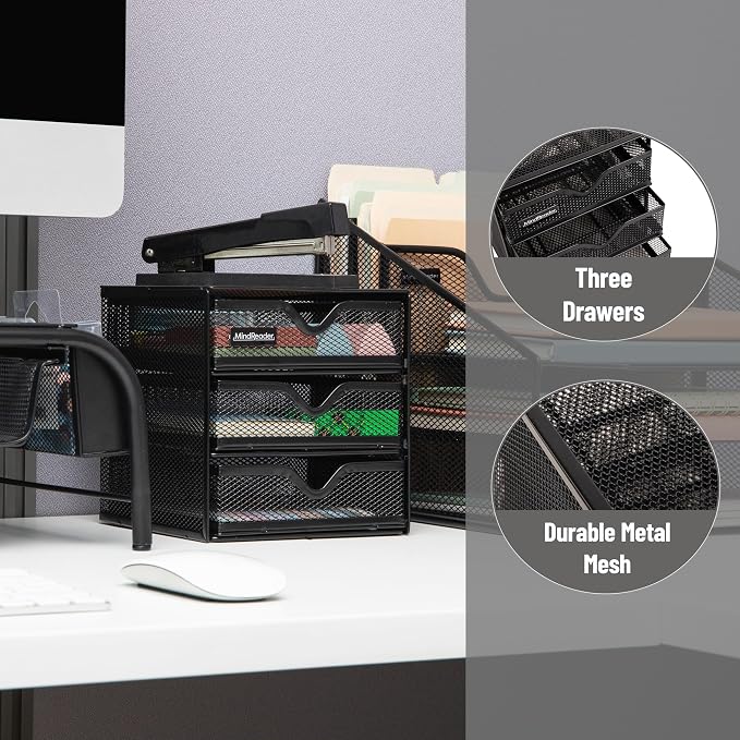 Mind Reader Desktop Accessory Storage, Desk Supplies, Metal Mesh, 6.25" L x - Image 4