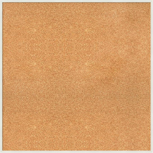 Amanti Art Natural Cork Board for Wall, 29x29 Vision Board with White Frame, Large Corkboard Office Decor for Home Organization, Modern Corkboard Pinboard to Display Items for Home Organization in-DeskLoop Office