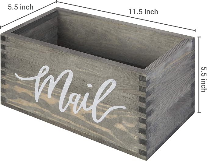 MyGift Mail Holder Storage Organizer Box Solid Wood - Image 4