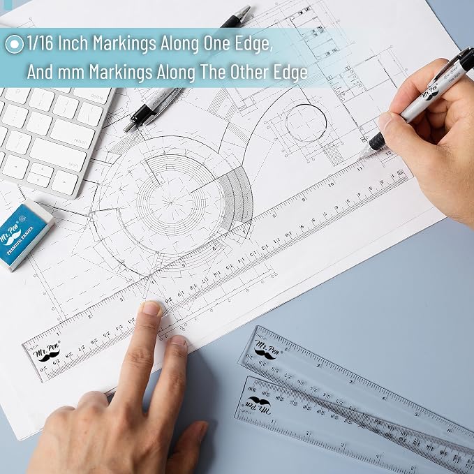 Mr. Pen- Plastic Rulers, 12 Inch, 3 Pack, Easy-to-Read Markings | - Image 4