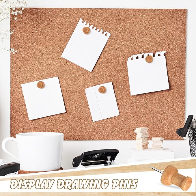 Sawysine 80 Pcs Wood Push Pins, Cute Thumb Tacks Decorative Push Pins - Image 7
